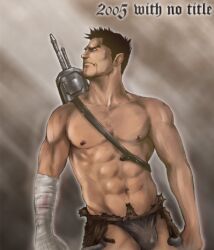 1boy 2005 archived_source bara bulge dated gay male male_only muscular original solo swordsman tagme with_no_title yaoi