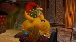 3d_(artwork) absurd_res anthro ass bed bedroom big_butt bowser_jr. bracelet clothing digital_media_(artwork) dragon dragon_koopa fart farting_on_face feces furniture hair hand_on_butt hat headgear headwear hi_res huge_butt hyper_feces hyper_scat jewelry kamek kanebrentkoopa koopa magikoopa male mario_bros mythological_creature mythological_scalie mythology nintendo nude pillow ponytail pooping_on_another pooping_on_face prince reptile robe royalty scalie scat scatplay shell smelly smile solo source_filmmaker_(artwork) tecbuttlovefa thick_thighs turtle wide_hips