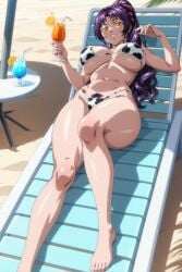 1girls accurate_art_style ai_generated aibb-painter animal_print animal_print_bikini beach beach_chair bent_knees beverage bible_black bible_black_gaiden big_ass big_breasts bikini bikini_bottom bikini_top breasts busty chair drill_sidelocks drink facing_viewer feet female female_focus female_only female_pubic_hair flirting flirting_with_viewer front_view full_body glass hair_ornament hair_ribbon high_resolution highleg highleg_bikini holding_object kozono_nami leaning_back long_toes looking_at_viewer lying_on_back midriff navel orange_juice orange_slice outdoors palm_tree pinup ponytail pubic_hair pubic_hair_peek purple_hair reclining relaxing revealing_swimsuit ribbon rich_female sand seaside seducing seduction seductive seductive_body seductive_eyes seductive_gaze seductive_look seductive_mouth seductive_pose seductive_smile sexy sexy_body sexy_pose shiny_skin skimpy skimpy_bikini smile solo swimsuit teen teenage_girl teenager tied_hair toes very_long_hair viewed_from_above voluptuous wealthy wealthy_female wide_hips yellow_eyes