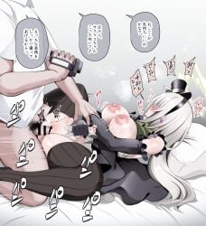 1boy 1girls absurdres ascot black_headband black_overskirt blue_archive breasts breasts_out camcorder camera commentary_request female flower green_ascot green_flower green_rose grey_hair halo hat hat_flower head_out_of_frame headband highres holding holding_another's_wrist holding_camera idol idol_clothes kokihanada light-skinned_female light-skinned_male light_skin long_hair lying m_legs mini_hat mini_top_hat nipples no_panties official_alternate_costume on_back rose sakurako_(blue_archive) sakurako_(idol)_(blue_archive) sex side_view sisterhood_(blue_archive) solo_focus spread_legs straight striped_clothes striped_thighhighs thighhighs top_hat translation_request trinity_general_school_student vaginal_penetration vertical-striped_clothes vertical-striped_thighhighs video_camera white_halo yellow_halo