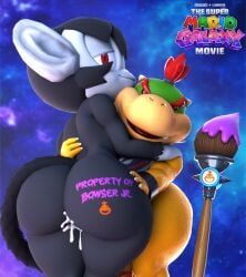 2boys 3d_(artwork) 3d_model anthro ass ass_focus background bandana big_butt black_fur bowser_jr. branded branding_mark cum cum_in_ass doommusk embrace flaccid furry gay green_skin half-closed_eyes hand_on_ass hand_on_back hand_on_shoulder haplorhine koopa lire_(doommusk) looking_pleasured mammal monkey nintendo original_character paintbrush penis possessive primate red_eyes red_hair reptile scales scalie small_dom_big_sub smile smirk smirking_at_viewer space_background submissive_anthro super_mario_bros. super_mario_galaxy_(2026_film) tail thick_thighs white_skin yellow_skin