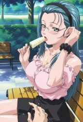 00s 1boy 1girls accurate_art_style adjusting_hair ai_generated alternate_costume anime_style bangs bench bible_black bible_black_gaiden blouse blue_hair blush busty caught caught_in_the_act cleavage clothing date day eye_contact eyewear faceless_male female female_focus flirting flirting_with_viewer food food_play glasses grey_eyes hair_ornament hair_scrunchie hairband horny horny_female ice_cream implied_fellatio implied_oral insinuation lesbian_with_male licking licking_ice_cream licking_popsicle long_hair male megane melting melting_ice_cream melting_popsicle mochida_junko naughty naughty_face naughty_girl open_mouth outdoors park penis-shaped_object penis_shaped_food petite popsicle pov pov_eye_contact pov_hands public_indecency puffy_short_sleeves reach_around reaching reaching_out retro_artstyle rimless_eyewear rimless_glasses scrunchie seducing seduction seductive seductive_body seductive_eyes seductive_look sexually_suggestive shirt shirt_tucked_in side_view skirt solo straps suggestive suggestive_food suggestive_gesture suggestive_pose surprised suspicious suspicious_looking_liquid tease teasing teasing_viewer teen teenage_female teenage_girl teenager thinking_about_sex tongue tongue_out very_long_hair