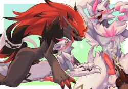 anal anal_penetration animal_genitalia animal_penis anthro bodily_fluids canid canine_genitalia canine_penis claws cum cum_on_belly cum_on_body cum_on_penis duo fangs felid from_behind_position generation_5_pokemon generation_7_pokemon genital_fluids genitals hair hi_res knot legendary_pokemon long_hair looking_pleasured male male/male male_penetrated male_penetrating male_penetrating_male mammal mizu_(zeraora) nintendo penetration penile penile_penetration penis penis_in_ass pokemon pokemon_(species) prone_bone_position pull_out red_claws red_hair sam_(zoroark) sex smile speed_bump_position sweat teeth tenebscuro zeraora zoroark