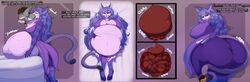 absurd_res amulet anthro asaneman ass big_belly big_breasts big_butt blush bodily_fluids breast_expansion breasts brown_eyes brown_hair butt_expansion canid canine canis cheek_tuft chest_tuft clothed clothing comic curvy_figure dialogue digestion dipstick_tail domestic_cat duo ear_tuft english_text expansion facial_tuft felid feline felis female fur grey_body grey_fur guts hair hi_res huge_breasts huge_butt internal intestines looking_back lying mammal motion_lines multicolored_body multicolored_tail navel neck_bulge neck_tuft open_mouth opera_kranz oral_vore purple_hair red_eyes rumbling_stomach saliva shaking shio_(shio_magwolf) simple_background solatorobo sound_effects speech_bubble stomach stomach_bulge story story_in_description text thick_thighs tongue trembling tuft two_tone_body voluptuous vore weight_gain weight_gain_female white_body white_fur wide_hips wolf