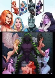 1boy 1monster 6+girls 9girls abs angry areola cleavage crossover crystal_maiden dota_2 drow_ranger erect_nipples evelynn female freckles golden_hair harem kayle large_breasts league_of_legends lina lipstick male miss_fortune morgana muscle_tone muscular nidalee nipples no_eyewear orange_eyes orange_hair penis phantom_assassin pimp power_fantasy puffy_areola red_lipstick rylai_the_crystal_maiden short_hair sitting submissive_female throne tortuga veiny_penis worship