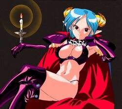 1girls 90s armpits beta_design breasts candle cape carrera cleavage clothing collar crossed_legs demon_girl demon_horns elbow_gloves female female_only fire gloves green_hair grey_background head_rest highres horns large_breasts long_ears looking_at_viewer midriff monster_girl navel nipple_bulge official_art pointy_ears purple_clothing purple_gloves purple_thighhighs purple_thong red_eyes revealing_clothes ring sasaki_masakatsu short_hair shoulder_pads simple_background sitting skull skull_necklace smile sogna solo stockings succubus succubus_costume succubus_horns thick_thighs thighhighs thighs thong viper_(series) viper_gts zettai_ryouiki