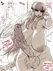 1futa 1girls balls big_breasts busty curves curvy dick dickgirl english_text female fern_(sousou_no_frieren) frieren futa_focus futanari huge_breasts huge_cock imminent_sex large_breasts large_penis liuskin long_penis massive_breasts massive_penis naked nipples nude penis sousou_no_frieren tagme text thick_penis uncircumcised uncolored uncut veiny_balls veiny_penis