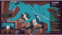16:9 2boys 4k absurd_res anal anal_sex anthro anthro_on_feral arms_tied avian balls_deep bird blanket_(character) bodily_fluids bound chat_box crouton_(blue_jay) cum cum_in_ass cum_inside doeboi dragon english_text excessive_cum excessive_genital_fluids feral gay gay_anal gay_domination gay_male gay_sex genital_fluids genitals hands_tied hi_res interspecies legs_tied livestream living_room living_room_sex mythological_creature mythological_scalie mythology penetration scalie size_difference text widescreen zoophilia