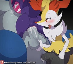 anal anal_sex blue_body blush braixen clenched_teeth female feral fur genitals group group_sex inner_ear_fluff male male/male multicolored_body multicolored_fur nintendo penetration penis poipole pokémon_(species) pokemon pokemon_(species) purple_body pussy samurott sex straight teeth threesome tongue tongue_out tuft two_tone_body two_tone_fur ultra_beast vaginal_penetration video_games white_body white_fur winick-lim yellow_body