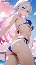 ai_female ai_generated big_ass big_breasts bikini color colored female hell-pantsu hi_res white_hair wide_hips