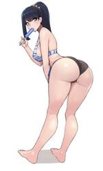 1girls ass bending_forward bending_over big_ass big_breasts bikini black_hair blowjob blue_eyes blue_popsicle breasts butt donburikazoku dripping_popsicle fellatio female fringe hair hair_ornament hairband ice_cream large_ass large_breasts licking_popsicle light_skin looking_at_viewer looking_back naughty_face oral oral_insinuation oral_invitation pale_skin ponytail popsicle popsicle_stick presenting presenting_ass presenting_hindquarters schoolgirl schoolgirl_uniform shiny_skin slim solo ssss.gridman sucking_on_popsicle swimsuit swimwear takarada_rikka teenager thick_thighs thighs thighs_together thong tight_clothing tight_swimsuit white_background