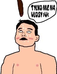 1boy big_penis black_hair black_penis blush cum_on_face cum_on_hair male male_only penis polish politician real_person slavic slavic_guy sławomir_mentzen translation_request