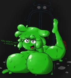 ass breasts everhood_2 feet female green_skin green_slime laying_on_stomach lucy_(everhood_2) philahorns slime_girl