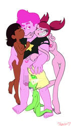 1boy 3girls after_fellatio breasts connie_maheswaran cum cum_in_mouth dark-skinned_female dark_skin feet fellatio female foursome gem_(species) hand_on_head interracial kissing kneeling male multiple_girls nipples penis peridot_(steven_universe) pussy spinel_(steven_universe) standing standing_on_one_leg steven_quartz_universe steven_universe tagme travis-t_(artists)