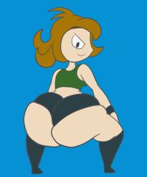 1girls animated ass big_ass black_eyes bouncing_ass brown_hair butlova cute cyborg dat_ass female gym_uniform huge_ass looking_at_viewer looking_back mighty_switch_force patricia_wagon solo tagme twerking