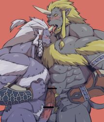 1boy bara chest_hair erection feline final_fantasy final_fantasy_x fur furry gay kimahri lion lion_ears love male male/male male_focus male_only naked ronzo unknown_artist water yaoi