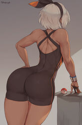 1girls absurd_res ass bea_(pokemon) big_ass cameltoe casual clothing curvy_figure cutesexyrobutts_(style) female fit from_behind gloves grey_hair hair_ribbon hairband heart-shaped_butt hi_res huge_ass huge_thighs human leotard nintendo pokeball pokemon pokemon_ss pose shexyo short_hair solo standing thick_ass thick_thighs thighs tight_clothing toned wide_hips wristwear