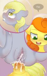 2014 anal anal_sex animal_genitalia anus carrot_top_(mlp) cum cum_in_ass cum_in_pussy cum_inside derpy_hooves duo english_text equine erection female feral friendship_is_magic furry futa_on_female futanari horse horsecock intersex mammal my_little_pony orgasm pegasus penetration penis pony pussy sex street_scootaloo text wings