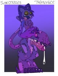 animal_genitalia animal_penis animate_inanimate anthro balls big_penis black_eyes bodily_fluids button_nipples catnap_(poppy_playtime) claws critters_(poppy_playtime) cum domestic_cat felid feline feline_genitalia feline_penis felis genital_fluids genitals gradient living_plushie looking_at_viewer male mammal mob_entertainment nipples no_humans pawpads penile_spines penis plushie poppy_playtime purple_body smiling_critters solo standing stitch_(sewing) theenyface