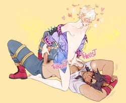 bara blonde blonde_hair bondage boobjob cock deliciest dick gay handjob lucas_(deliciest) male male/male male_only miguel_(deliciest) muscles muscular penis restrained rope rope_bondage submissive submissive_male titjob twink yaoi