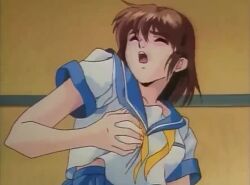 1990s_(style) 2boys amatsu_ai amatsu_mai animated anime_screencap breasts brown_hair clothing dark_skin fellatio female group hentai_series human large_breasts long_hair lowres male masturbation moaning multiple_boys multiple_males nipples object_insertion oral pale_skin penis ponytail pussy pussy_juice retro_artstyle school_uniform sex short_hair shorter_than_30_seconds sound tagme twin_angels uncensored video white_hair