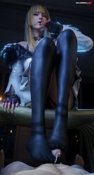 1boy 1girls 3d 3d_(artwork) 3d_model 3d_render absurd_res absurdres black_socks cum emilie_de_rochefort feet feet_fetish feet_on_penis feet_together foot_play footjob high_quality high_resolution highres shaddoll_x tekken tekken_8