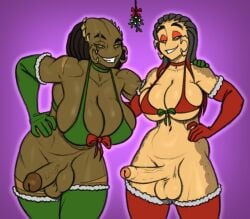 2022 2d 2d_(artwork) 2futas 5_fingers alien alien_futanari almost_naked armwear balls ballsack barely_clothed big_ass big_balls big_breasts big_butt big_penis black_hair bottomless bra breasts character_name character_request christmas christmas_clothing christmas_outfit cleavage clothed clothed_futanari clothing commission dark-skinned_futanari dark_skin duo duo_focus erect_penis erection foreskin freckles futa_on_futa futa_only futadom futanari gloves humanoid humanoid_genitalia humanoid_hands humanoid_penis kostos_art legs legs_together legs_up light-skinned_futanari light_skin long_hair looking_at_viewer mistletoe mostly_clothed mostly_nude multiple_futa muscular_arms muscular_futanari muscular_thighs oc original_characters partially_retracted_foreskin penis penis_out predator predator_(franchise) scar smiling smiling_at_viewer socks standing tan_body tan_skin testicles thighhighs uncut vein veins veiny veiny_penis yautja