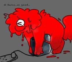 1_eye anthro appliance bodily_fluids candy cum cum_inside dessert food food_creature genital_fluids gummy_(food) gummy_creature improvised_sex_toy kitchen_appliance living_candy male melting_limbs nakeilyar object_penetration objectophilia outlet red_body sex solo toaster wilt_(nakeilyar)