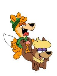 1female 1other 2026 2d 2d_(artwork) 3_toes anthro balls ballsack beanie beret boobs breasts brown_body brown_fur casual casual_footjob casual_pawjob casual_sex commission commission_art commissioner_upload creoquedibujo fang foot_fetish footjob fox furry hanna-barbera hbo_max hoodie humanoid_genitalia humanoid_penis jellystone_(hbo_max) lake_renard looking_at_another looking_at_partner looking_back looking_pleasured loopy_(loopy_de_loop) loopy_de_loop mostly_clothed mostly_nude nonbinary nonbinary_(lore) oc oc_x_canon orange_fur original_character pawjob penis scarf tagme toes tongue tongue_out trans_woman transfem warner_bros warner_brothers wolf