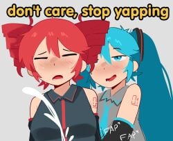 1futa 1girls 2025 2d 2d_(artwork) 2d_artwork abstractpurple_(artist) absurd_res absurdres bedroom_eyes blue_eyes blue_hair blush blush_lines cum cumshot dominant dominant_female domination drill_hair duo ejaculation english english_text eyes fapping female female_on_futa femdom futa_on_female futa_with_female futanari futasub handjob hatsune_miku hi_res highres implied_futa intersex intersex/female kasane_teto licking_penis light-skinned_female light_skin long_hair looking_pleasured masturbating_other masturbation medium_hair meme orgasm orgasm_face out_of_frame pleasure_face red_hair straight_hair submissive submissive_futa sweat sweatdrop twintails utau vocaloid yuri