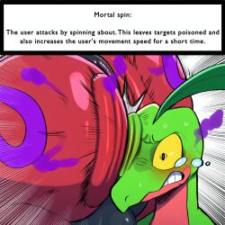 action_lines ai_generated anus anus_peek attack balls_peek big_ass face_on_ass face_squish grovyle hitting hurt impact_lines pokemon reptile scolipede speed_lines tears