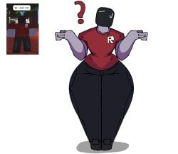 1boy ? artlurkervx black_face black_head black_jeans clothed femboy grey_body nervous_expression pants question_mark red_shirt reference_image roblox roblox_avatar robloxian self_upload shirt shoes shrugging sweat tagme thick_thighs thighs