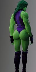 1girls 3d ass backview big_ass boots female female_only fingerless_gloves fortnite greaves green_body green_hair green_skin hulk_(series) knee_boots leotard long_hair marvel marvel_comics muscles muscular muscular_female nappana rear_view she-hulk she-hulk_(fortnite) shin_guards solo solo_female tagme veiny_muscles