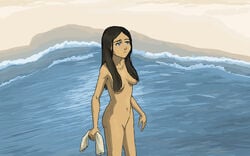 1girls avatar_legends avatar_the_last_airbender dark-skinned_female dark_skin female female_only human katara nickelodeon nipples nude sitnalta888 small_breasts solo straight_hair towel water water_tribe