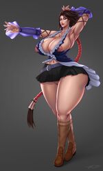 1girls absurdres areolae armpits big_breasts breasts cleavage female female_only final_fantasy final_fantasy_x final_fantasy_x-2 highres large_breasts nipples panties raidouzero solo thick_thighs torn_clothes wide_hips yuna