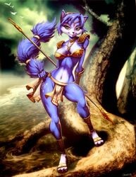 anthro bikini blue blue_fur breasts canine female female_only fox furry genzoman krystal metal_bikini nintendo skimpy solo star_fox video_games