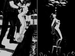 black_hair breasts_out carl_(artist) cement_shoes drowning erect_nipples imminent_death imminent_drowning murder nude_female snuff