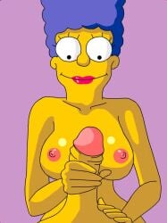 1boy 1girls animated blue_hair breasts duo erection evilweazel faceless_male female female_focus foreskin hair_blue hourglass_figure human lipstick looking_at_penis looking_down loop male marge_simpson milf nipples no_sound nude nude_female nude_male partial_male penis pink_lipstick smiling straight stroking_penis tagme the_simpsons uncircumcised uncut video yellow_skin