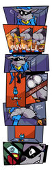 anthro ass assisted_exposure balls cane clothed clothing comic duo fur genitals grey_body grey_fur hi_res male male_focus male_only mammal mask pants_down partially_clothed perineum procyonid raccoon skipperz sly_cooper sly_cooper_(series) smooth_fur sony_corporation sony_interactive_entertainment stuck sucker_punch_productions thief through_wall underwear video_games