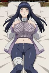 ai_generated aindroidparanoid ass bed bedroom big_ass big_breasts big_butt blue_hair blush boruto:_naruto_next_generations breasts cameltoe hips hourglass_figure huge_breasts hyuuga_hinata indoors large_ass large_breasts long_hair narrow_waist naruto naruto_(classic) naruto_(series) naruto_shippuden panties pants_down silver_eyes stable_diffusion straight_hair striped_body undressing voluptuous wide_hips