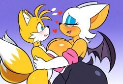 1boy ai_generated big_breasts female imminent_sex mullon novelai rouge_the_bat sega sonic_(series) tails tails thick_thighs wide_hips