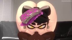 animated big_breasts blowjob bouncing_breasts callie_(splatoon) cowgirl_position dark-skinned_male deep_throat deepthroat face_fucking fellatio female huge_ass huge_breasts inkling_girl larger_female leviantan581re no_sound oral penetration pov sex size_difference smaller_male splatoon tagme video