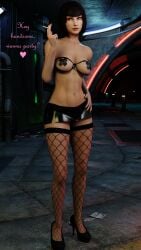 3d anna_williams barely_clothed blender bob_cut caption cupless_bra dustedfountain english_text fishnet_legwear fishnet_stockings fishnets high_heels hooker looking_at_viewer miniskirt outside pasties propositioning prostitution smoking standing stockings street tagme tekken thighhighs