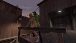 3d 3d_model boots_only fortnite futanari green_eyes green_hair green_skin heeled_boots image mouth_covered mouth_hold penny_(fortnite) she-hulk tagme team_fortress_2