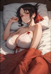 1girls ai_generated bed blanket female female_focus female_only kaguya-sama_wa_kokurasetai_~tensai-tachi_no_renai_zunousen~ shinomiya_kaguya solo solo_focus