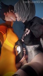 2futas 3d 3d_(artwork) big_penis blender blizzard_entertainment crossover eastern_and_western_character erection futanari nier:_automata overwatch overwatch_2 penis self_upload selfie sex_toy tracer tracerlover yorha_2b