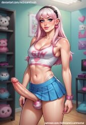 ai_generated aidreamcrush clothes cute futa_solo futanari girly hair panties penis skirt solo solo_futa