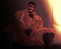 abs activision balls bara biceps big_balls big_penis blizzard_entertainment dark-skinned_male erection gabriel_reyes juggermelon male male_nipples male_only masturbation muscular_male nipples nude overwatch overwatch_2 pecs penis reaper