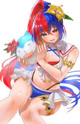 1girls alear_(female)_(fire_emblem) alear_(female)_(seaside_dragon)_(fire_emblem) alear_(fire_emblem) alternate_costume alternate_hairstyle bikini blue_bikini blue_eyes blue_hair blue_swimsuit breasts character_ball cleavage criss-cross_halter crossed_bangs female female_only fire_emblem fire_emblem_engage fire_emblem_heroes halterneck heterochromia highres iipzeyjhms0dohl large_breasts long_hair multicolored_bikini multicolored_clothes multicolored_hair multicolored_swimsuit nintendo official_alternate_costume official_alternate_hairstyle ponytail red_bikini red_eyes red_hair red_swimsuit solo sommie_(fire_emblem) split-color_hair swimsuit two-tone_hair very_long_hair white_bikini white_swimsuit