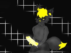 background balls ballsack eyelashes eyes femboy furry gay hand_on_penis idk_what_to_tag_it long_sleeves looking_at_viewer male musk musky_cock musky_cum oc semen shehejf short_hair short_hair_male smile solo sweater tail yellow_eyes yellow_fur yellow_hair yiff